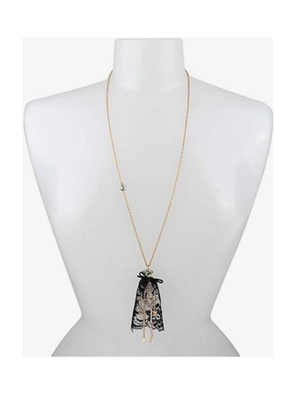 Betsey Johnson Dark Magic Skeleton Pave Necklace Gold Halloween Black NWT